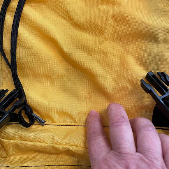 LL Bean 90s Continental Backpack Rucksack Yellow Blue Hiking Camping Vintage - Picture 7 of 14